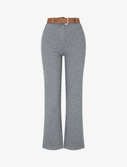 Pantalon droit à imprimé chevron - Gris - 4
