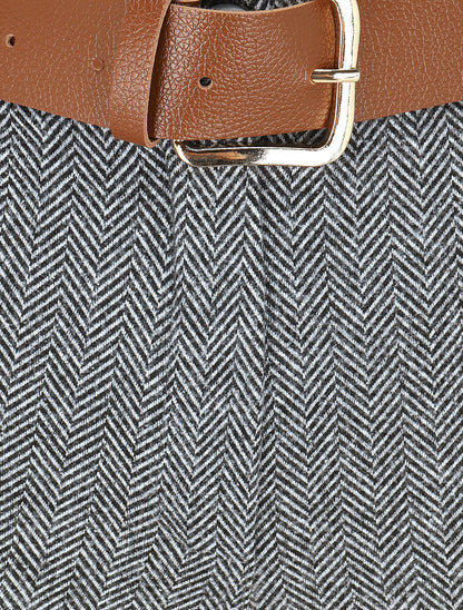 Pantalon droit à imprimé chevron - Gris - 3