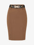 Jupe moulante fendue unie - Marron - 4