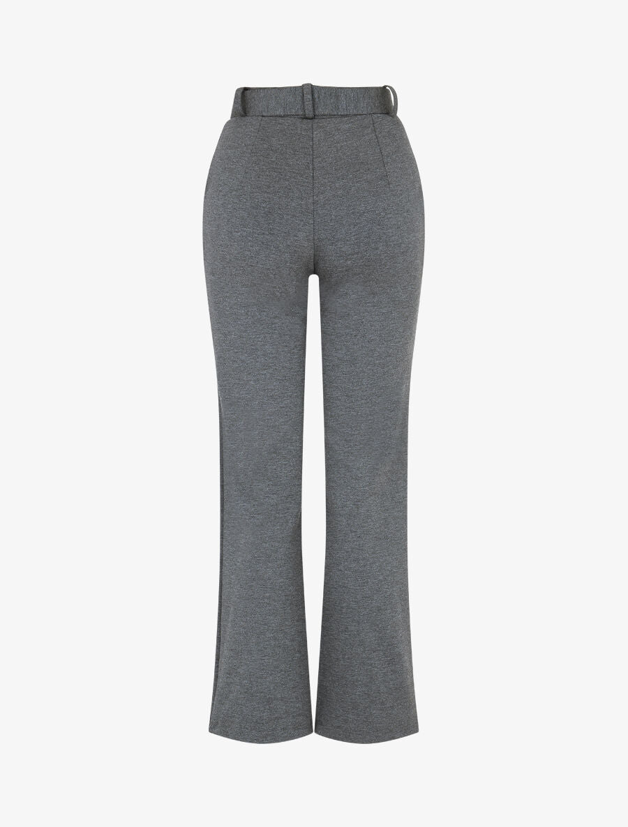 Pantalon long uni ceinturé - Gris - 2