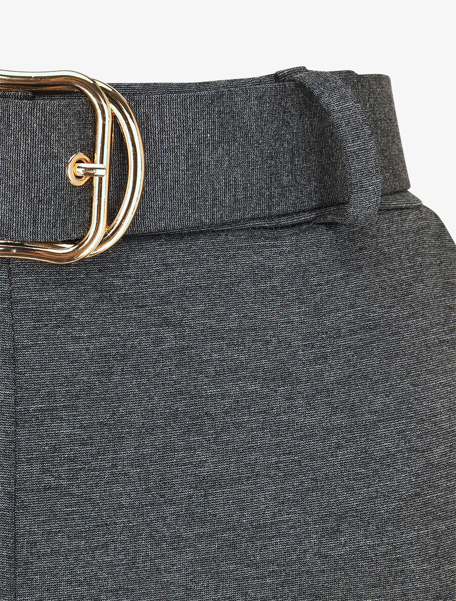 Pantalon long uni ceinturé - Gris - 3