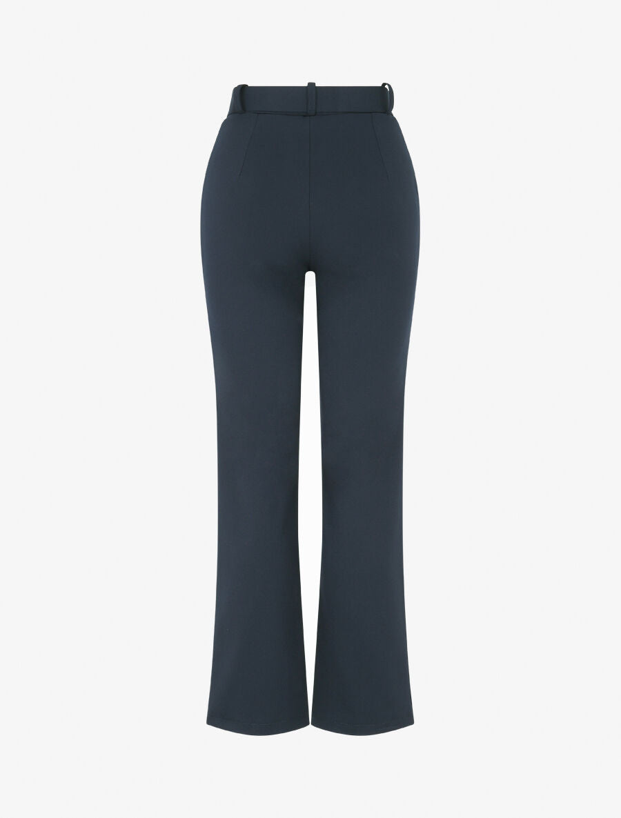 Pantalon long uni ceinturé - Marine - 2