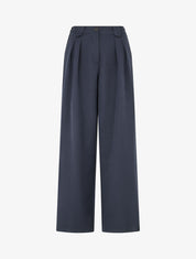 Pantalon ample à taille élastiquée - Marine - 4