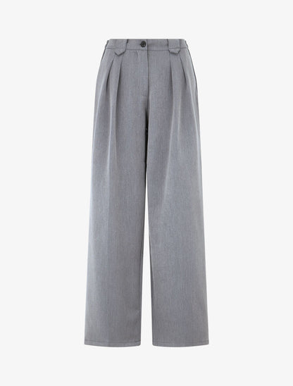 Pantalon ample à taille élastiquée - Gris - 1