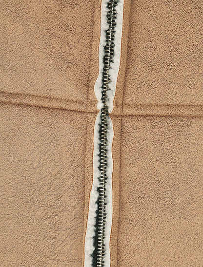 Manteau zippé style aviateur - Camel - 3
