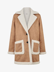 Manteau boutonné style aviateur - Camel - 1