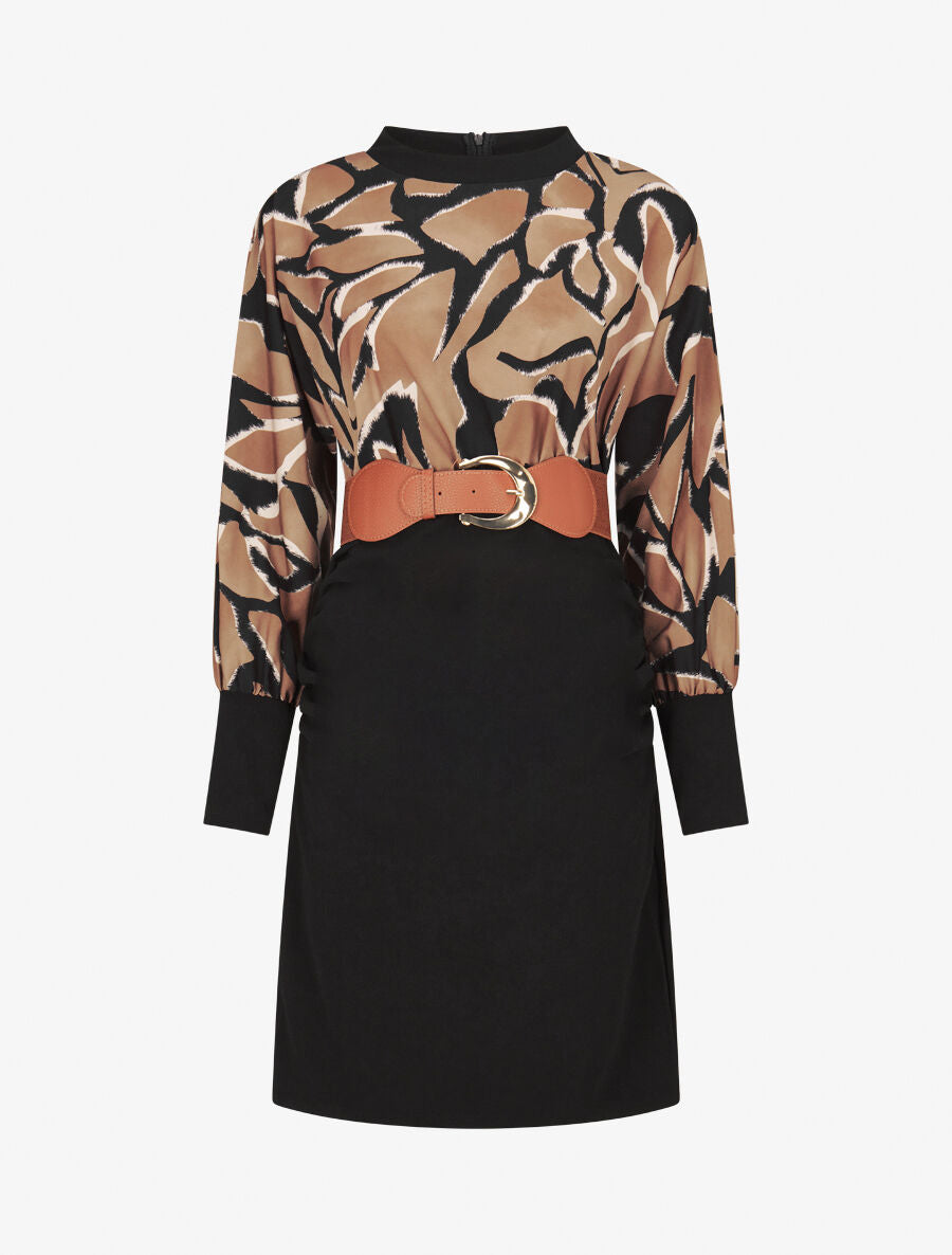 Robe moulante à buste imprimé graphique - Noir - 1