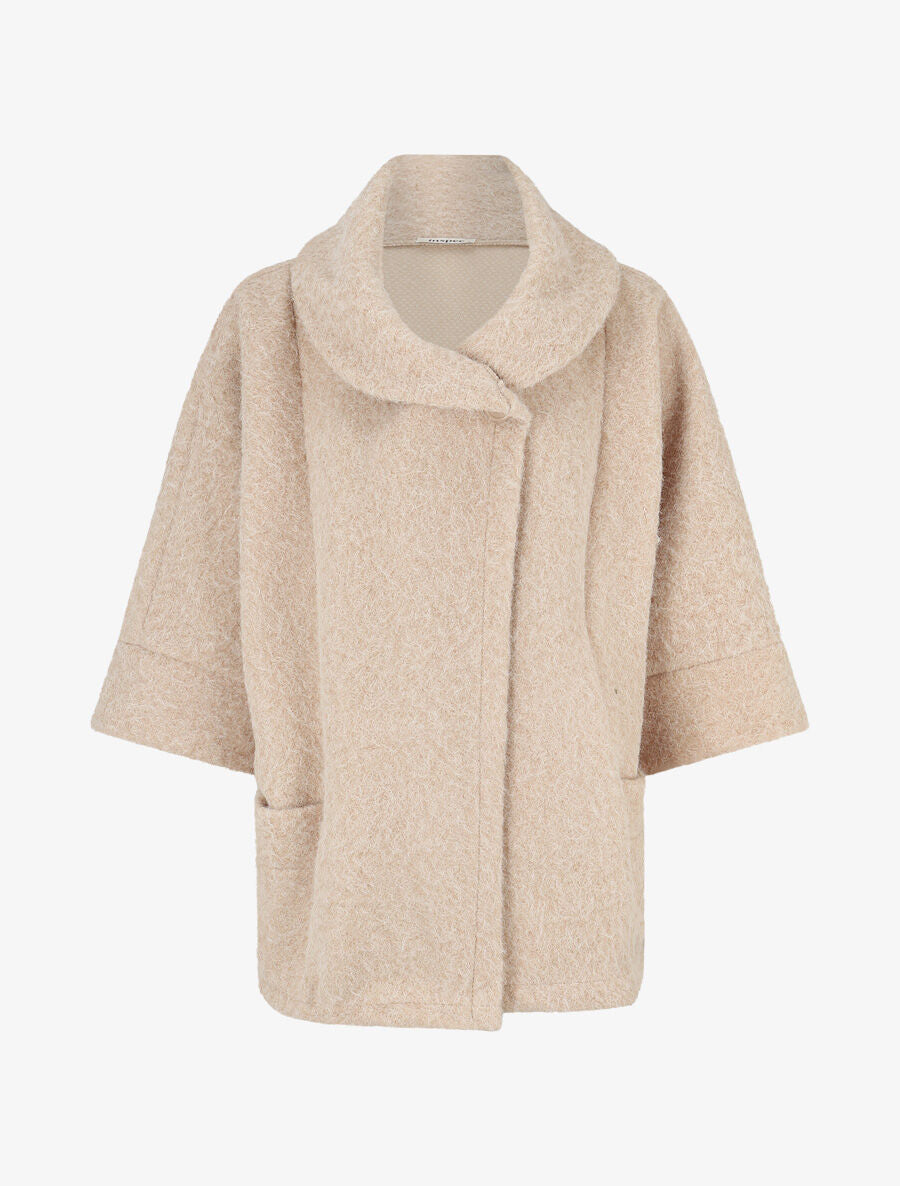 Manteau mi-long duveteux - Beige - 4