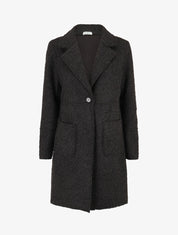 Manteau long uni duveteux - Noir - 4