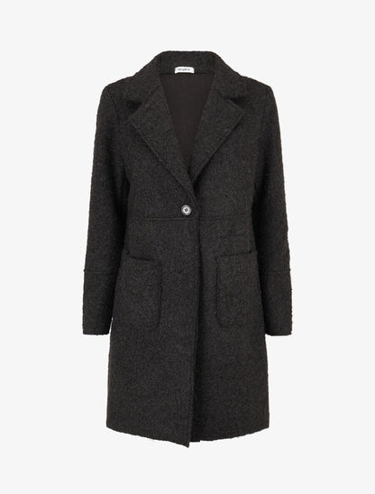 Manteau long uni duveteux - Noir - 4