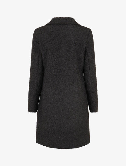 Manteau long uni duveteux - Noir - 2