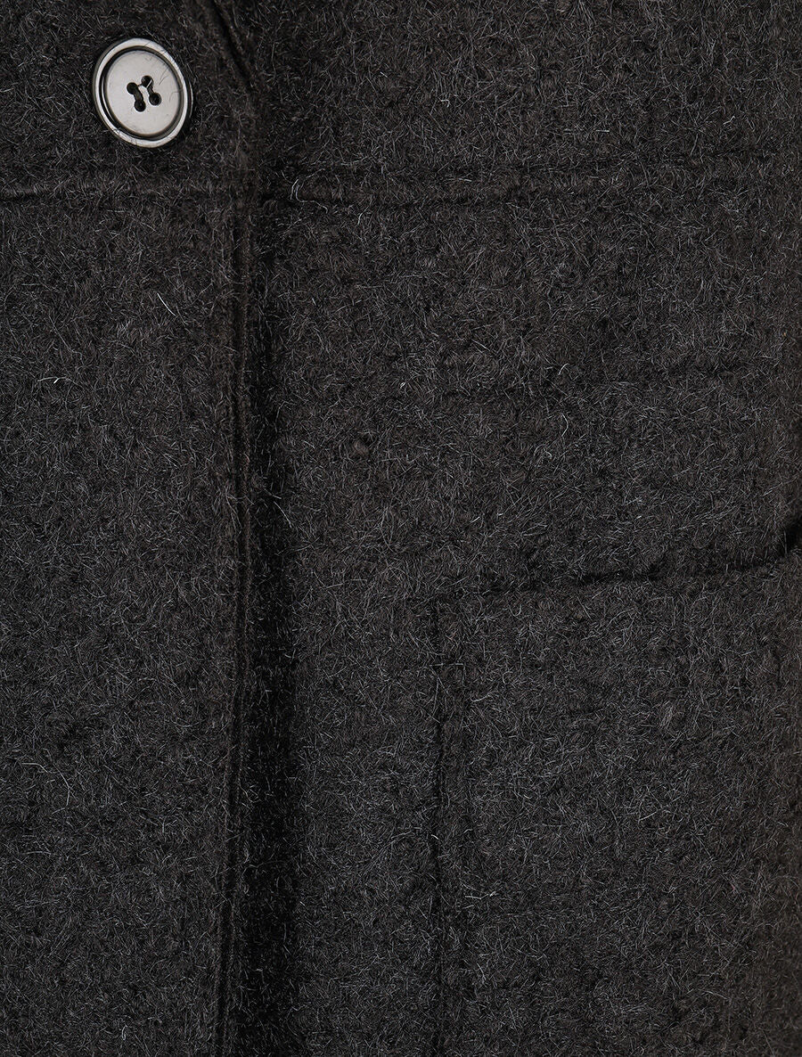 Manteau long uni duveteux - Noir - 3