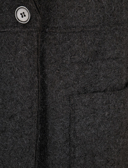 Manteau long uni duveteux - Noir - 3