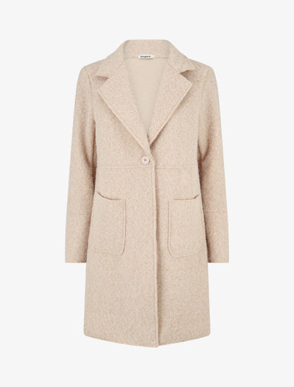 Manteau long uni duveteux - Beige - 5