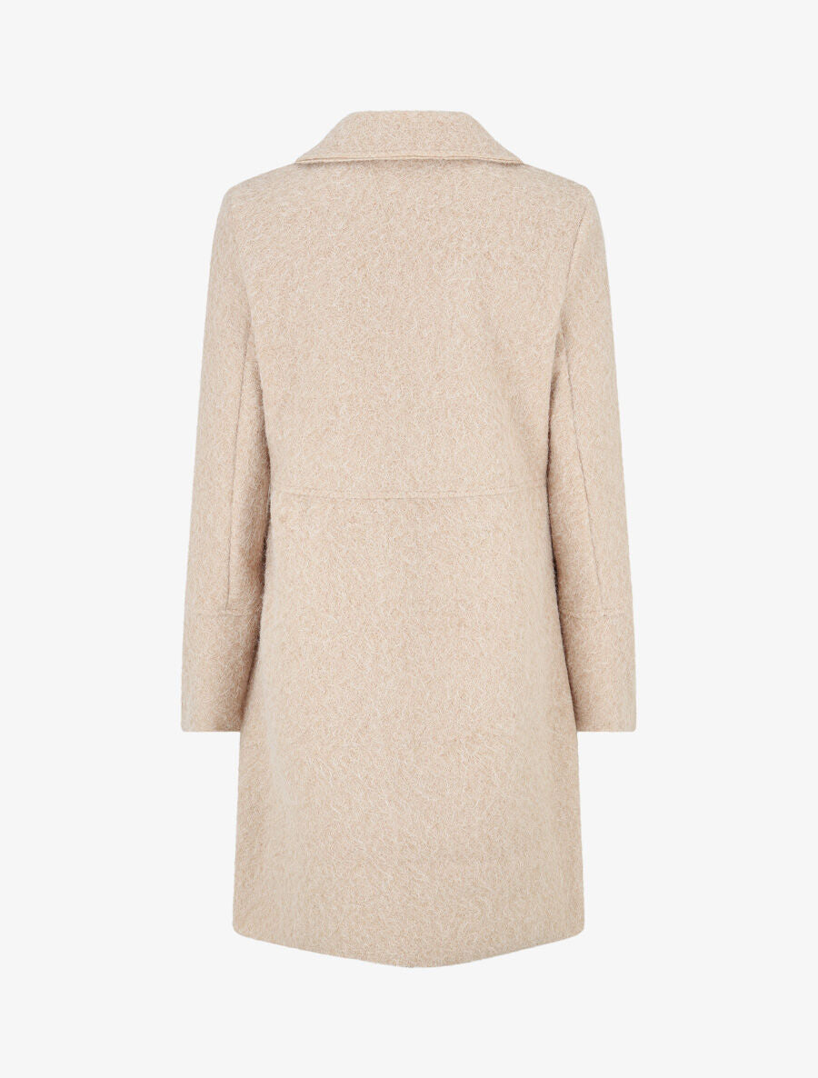 Manteau long uni duveteux - Beige - 2