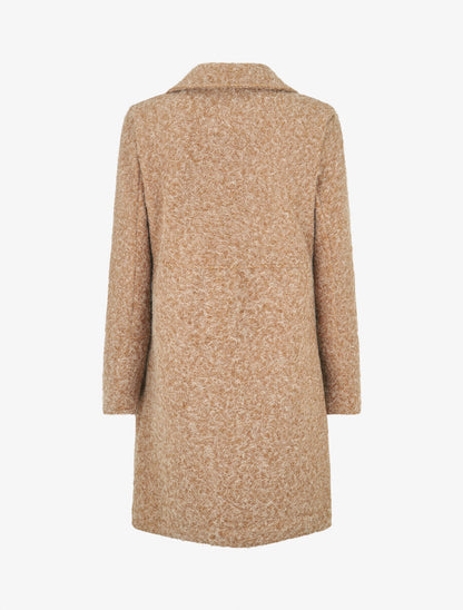 Manteau long uni duveteux - Camel - 2