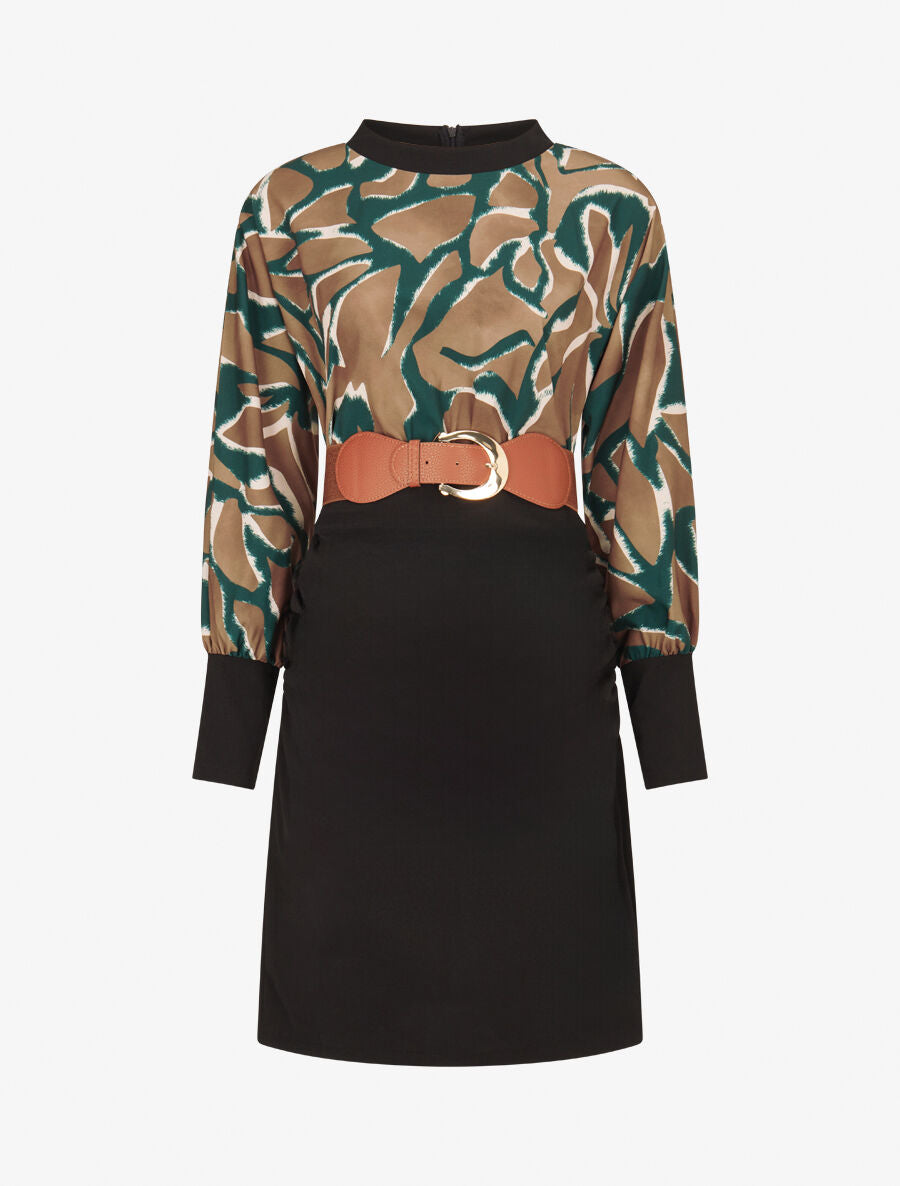 Robe moulante à buste imprimé graphique - Vert sapin - 5