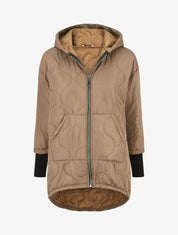 Manteau matelassé asymétrique à capuche - Marron glacé - 1