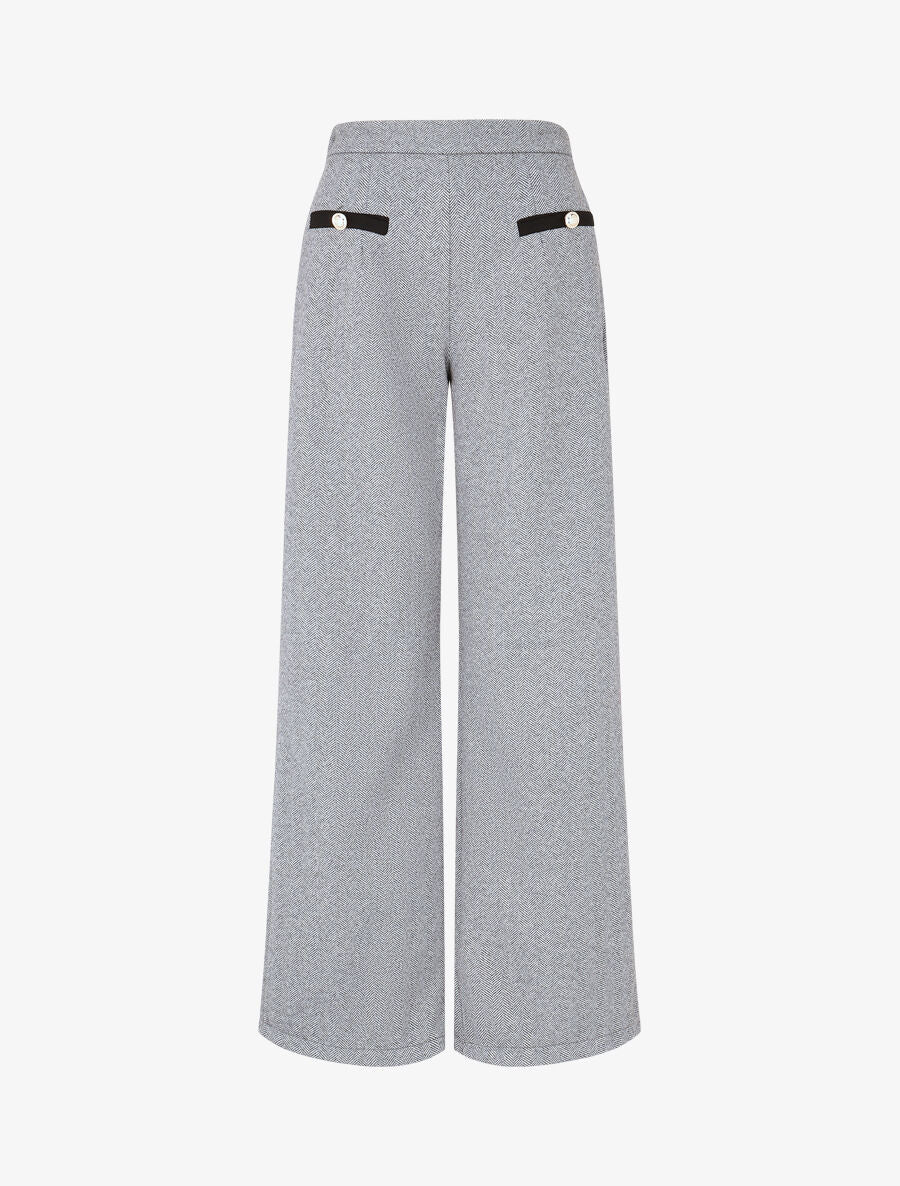 Pantalon droit à imprimé chevron - Noir - 4