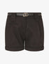 Short épais ceinturé à revers - Noir - 1