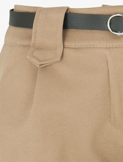 Short épais ceinturé à revers - Camel - 3