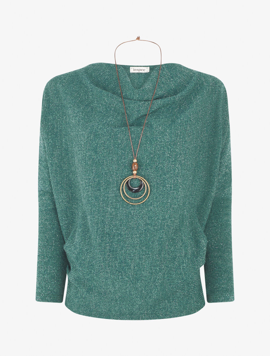 Pull côtelé et irisé - Vert - 1