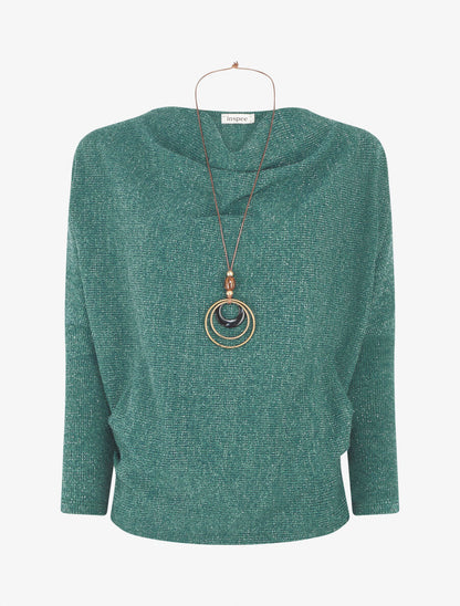 Pull côtelé et irisé - Vert - 1