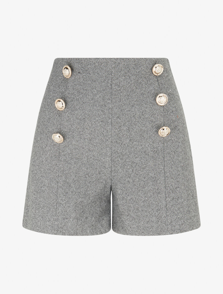 Short ajusté à imprimé chrevon - Gris - 1