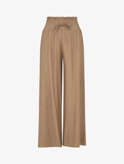 Pantalon fluide et texturé à taille haute - Camel - 1