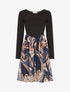 Robe patineuse à jupe imprimé fantaisie lamé - Marine - 1
