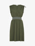 Robe unie sans manches à taille élastiquée - Kaki - 1