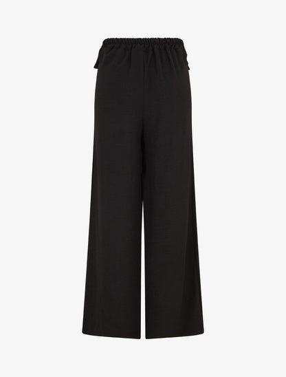 Pantalon ample taille haute à boutons - Noir - 2