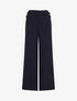 Pantalon ample taille haute à boutons - Marine - 1