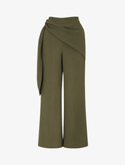 Pantalon droit à pan drapé - Kaki - 1