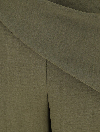 Pantalon droit à pan drapé - Kaki - 3