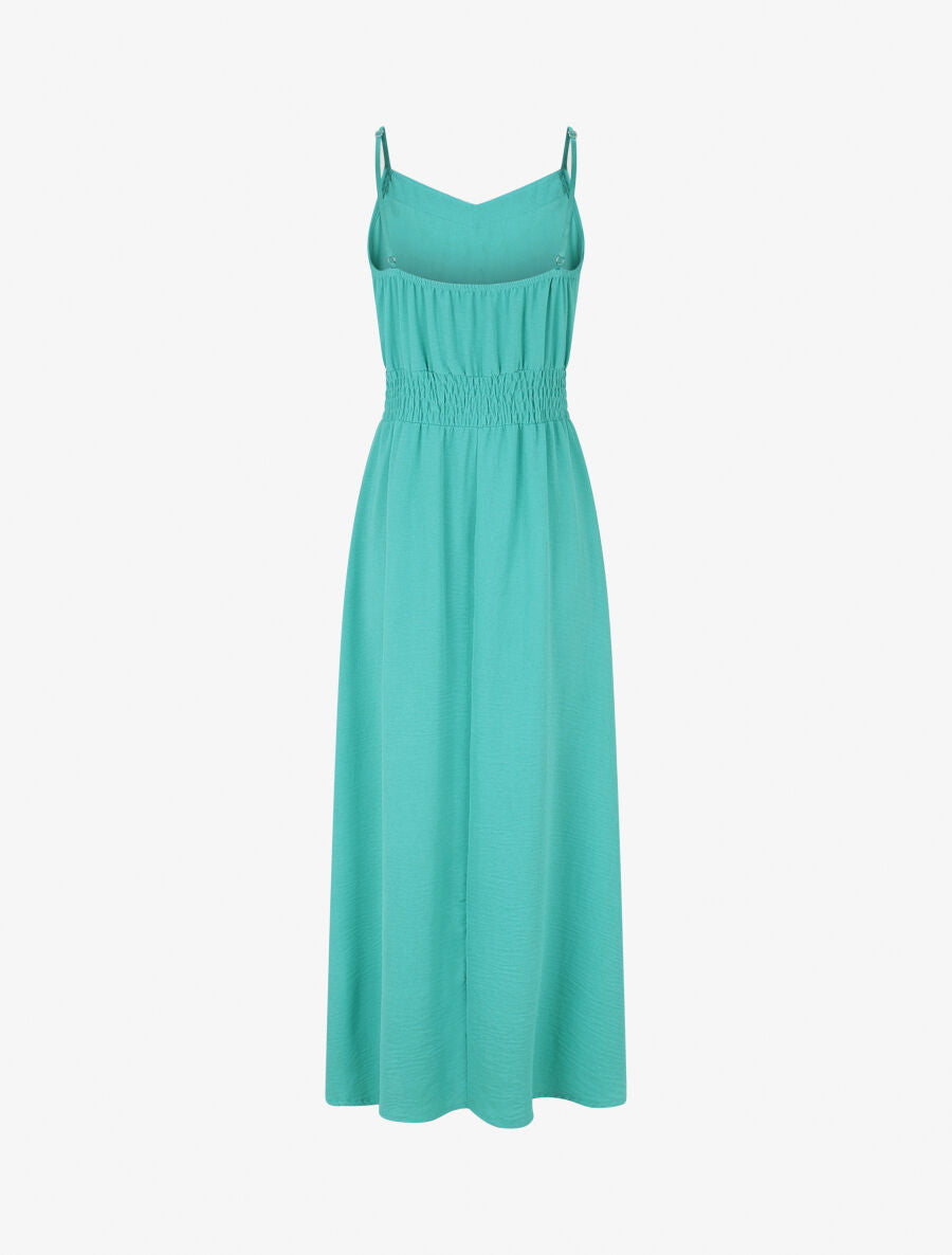Robe unie élastiquée - Turquoise - 2