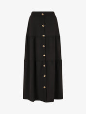 Jupe longue taille haute à boutons - Noir - 4