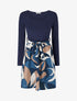 Robe patineuse à jupe imprimée - Marine - 4