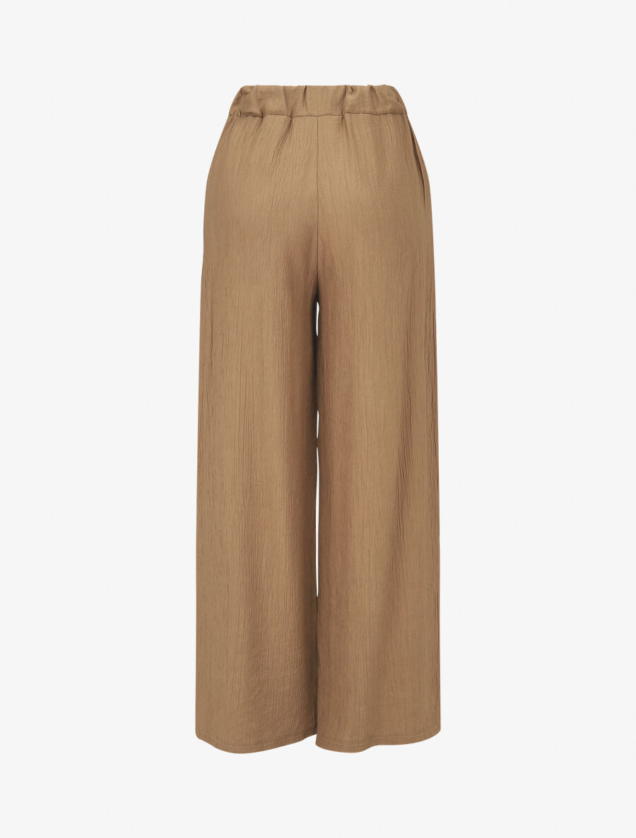Pantalon fluide élastiqué uni - Camel - 2