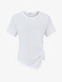 T-shirt uni à côté froncé - Blanc - 1