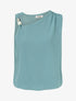 Top uni à bretelle et empiècement pierre - Turquoise - 1
