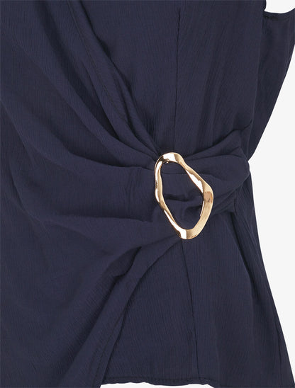 Top droit sans manches à boucle - Marine - 3