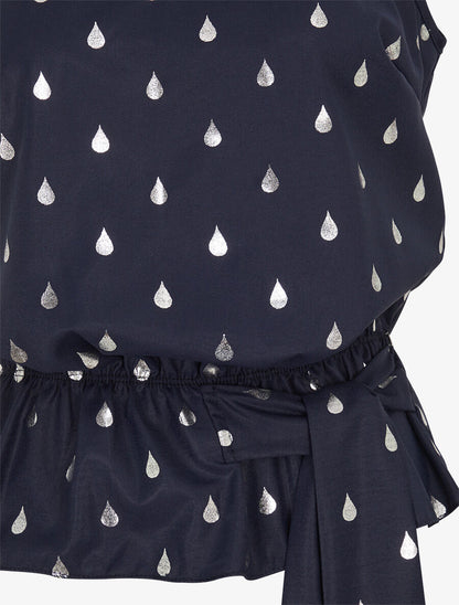 Top droit sans manches flocage gouttes irisées - Marine - 3