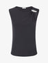 Top droit sans manches à broche plume - Marine - 1