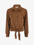 Blouse à nouer et rayures irisées - Marron - 1
