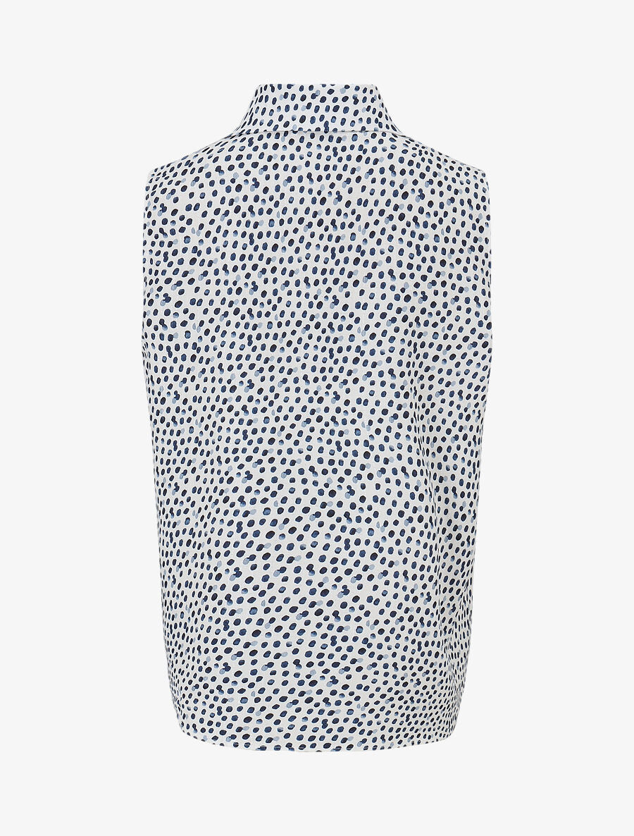 Chemise sans manches à pois - Marine - 2
