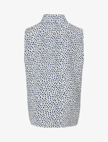 Chemise sans manches à pois - Marine - 2