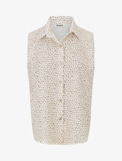 Chemise sans manches à pois - Beige - 1