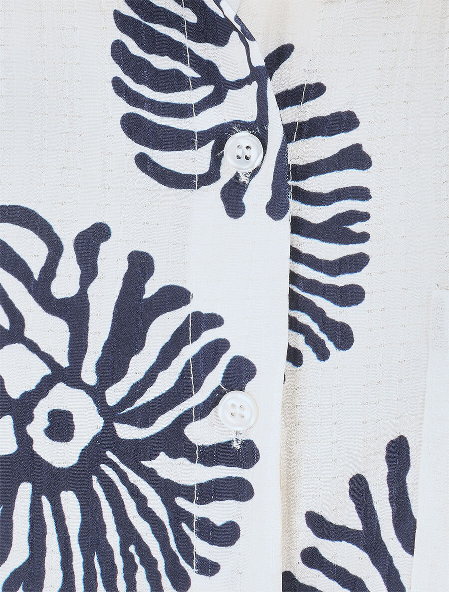 Chemise à manches retroussables imprimé anémones - Marine - 3