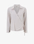 Blouse cache-coeur à rayures - Beige - 4